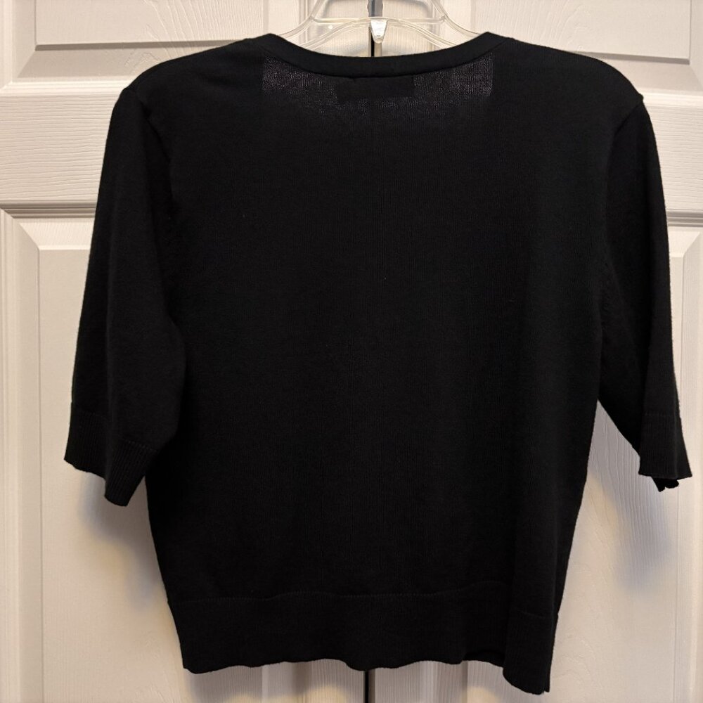 7th Avenue New York & Company Black Cardigan Sweater Rhinestone Buttons Size L - Picture 3 of 3